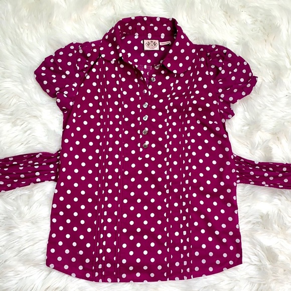 Juicy Couture Magenta Polka Dot Popover Top - Picture 5 of 10